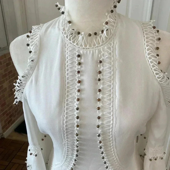 Mackenzie And Me White Beaded Cold Shoulder Dress - Picture 8 of 8